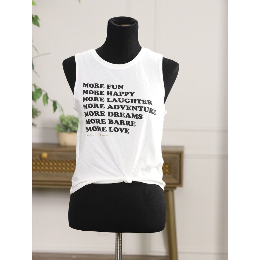 Spiritual Gangster x Pure Barre Graphic Tank Tie Front White Yoga Athleisure - S